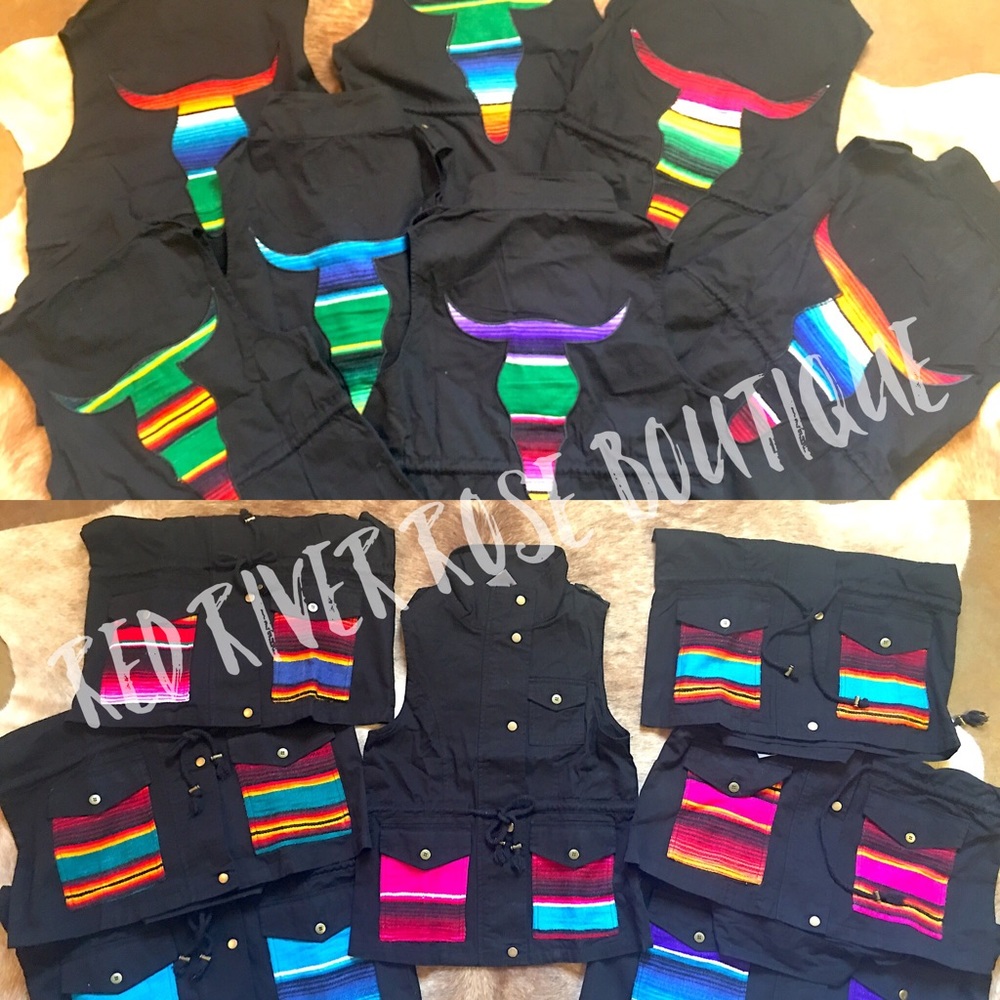 Serape Bull Skull Vests